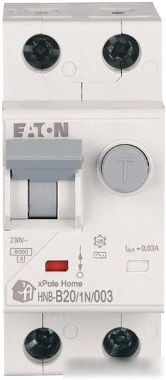 Дифференциальный автомат Eaton HNB-B201N003 1P+N 20А В 6кА 30мА АС 2М 195122