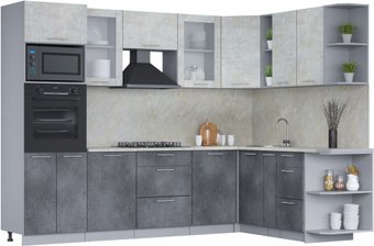 Готовая кухня Интерлиния Мила 1.88x2.8 правая (бетон лайт/бетон портленд/опал светлый)