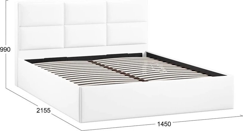 Кровать Трия Стелла Тип 1 140x200 (экокожа Polo white)