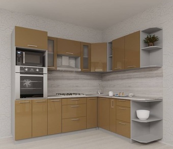 Готовая кухня Интерлиния Мила Gloss 1.88x2.4 правая (капучино-капучино)