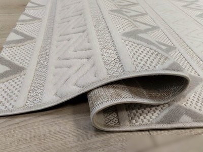 Ковер для жилой комнаты Radjab Carpet Сканди Сизаль Прямоугольник 10926C 12253RK (0.8x1.5, Grii/Krem)