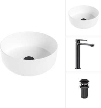 Умывальник Lauter 21499-31 + Moon 21СК8691BS с донным клапаном 21190B (черный матовый)