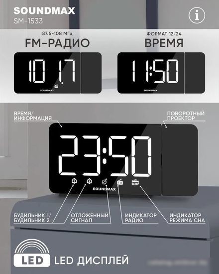 Настольные часы Soundmax SM-1533