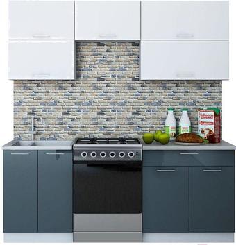 Кухня Интерлиния Мила Gloss 60-20 (белый/асфальт)