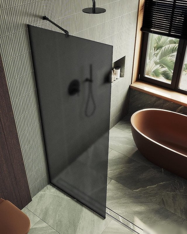 Душевая стенка MaybahGlass 99x195 MGD-1356-6у (графитовое матовое стекло/черный)
