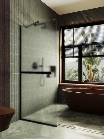 Душевая стенка MaybahGlass 99x195 MGD-1463-6у (сатин стекло/черный)