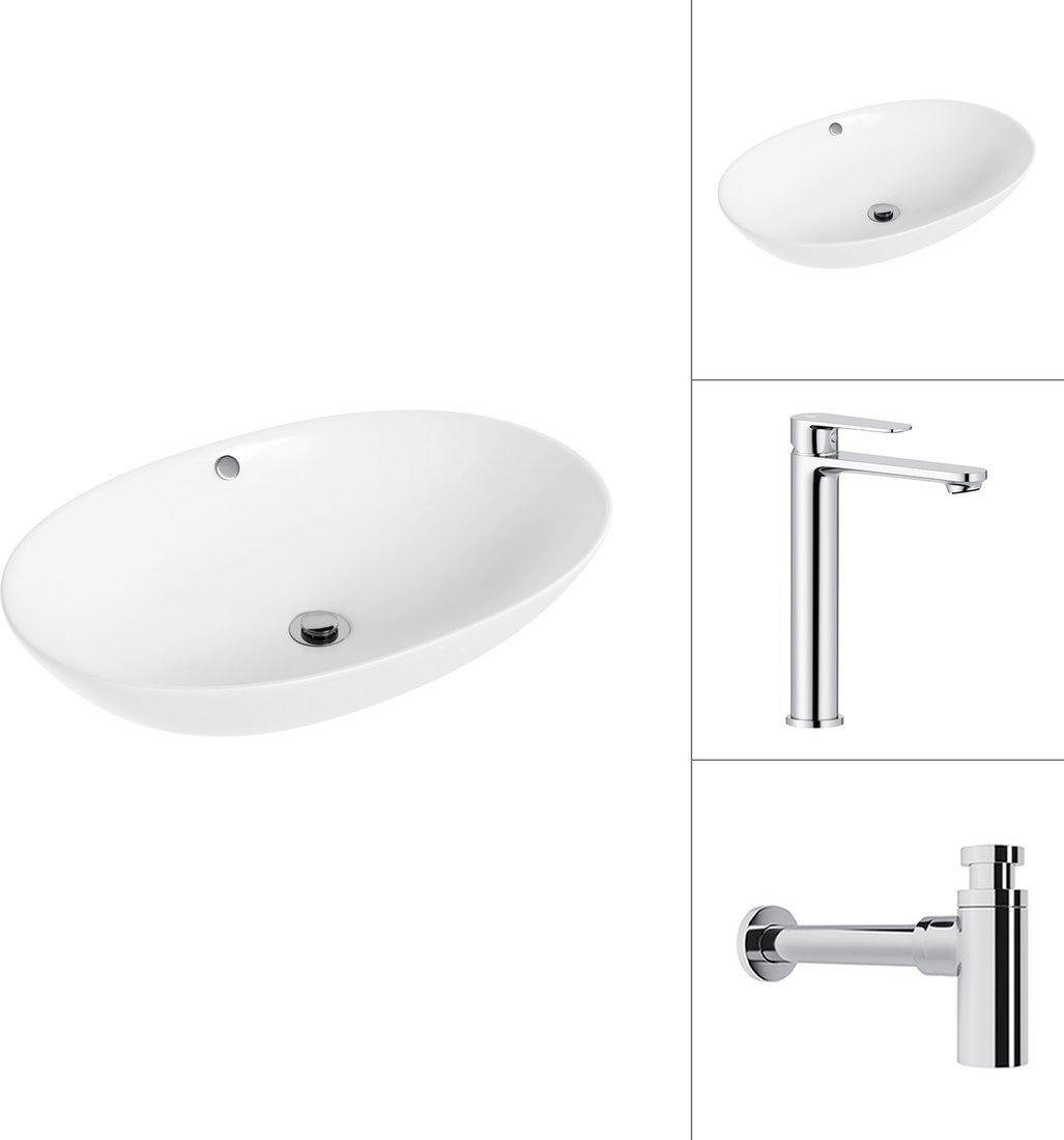 Умывальник Lauter 21709 + Moon 21СK81691C с сифоном 21635CH (хром)