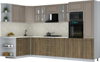 Готовая кухня Интерлиния Мила Шато 1.68x3.4 ВТ LV (луна/дуб вотан/опал светлый)