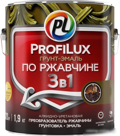 Грунт-эмаль Profilux По ржавчине 3в1 (1.9 кг, коричневый)