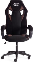 Игровое (геймерское) кресло TetChair Pilot флок/ткань (черный/черный/коричневый)
