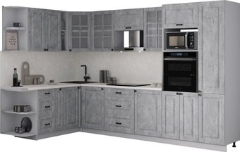 Готовая кухня Интерлиния Мила Деко 1.88x3.2 LV (керамика/керамика/опал светлый)