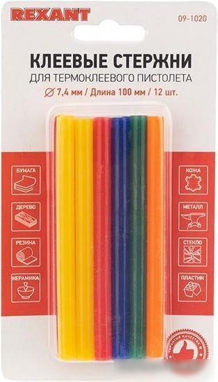 Клеевые стержни Rexant 09-1020 (12 шт, разноцветный)