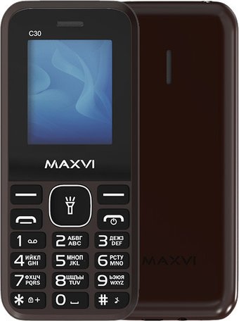 Кнопочный телефон Maxvi C30 (коричневый)