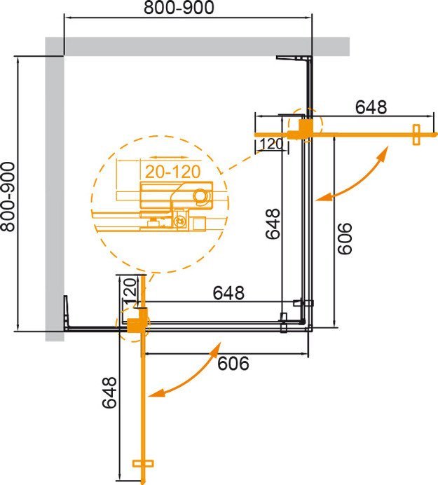 Душевой уголок Cezares SLIDER-A-2-80/90-BR-BORO