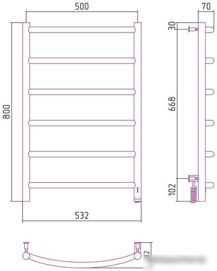Полотенцесушитель Сунержа Галант 4.0 800х500 МЭМ правый 00-0831-8050