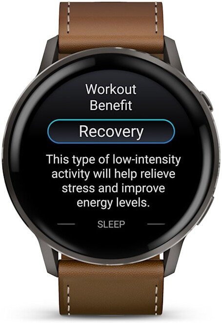 Умные часы Garmin Venu 4 45 мм (черный/коричневый кожаный)