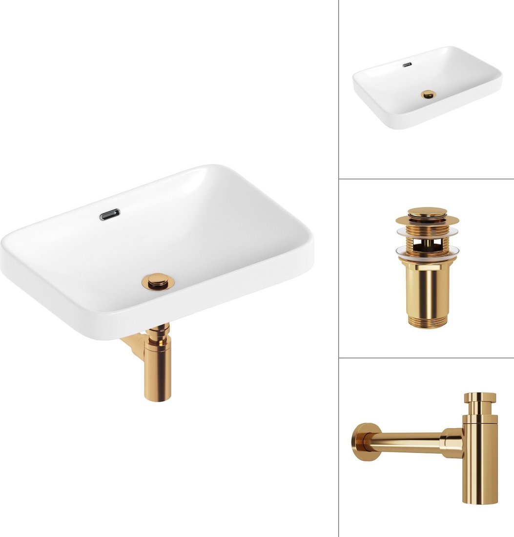 Умывальник Lauter 21441A + клапан 21190G + сифон 21635G (золото)