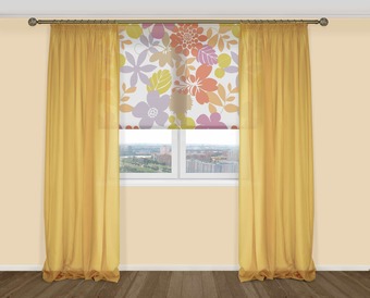 Комплект гардин Delfa Voile СТШ/Д-050 Voile/603 2x2.7 м (шафран, 2 шт)