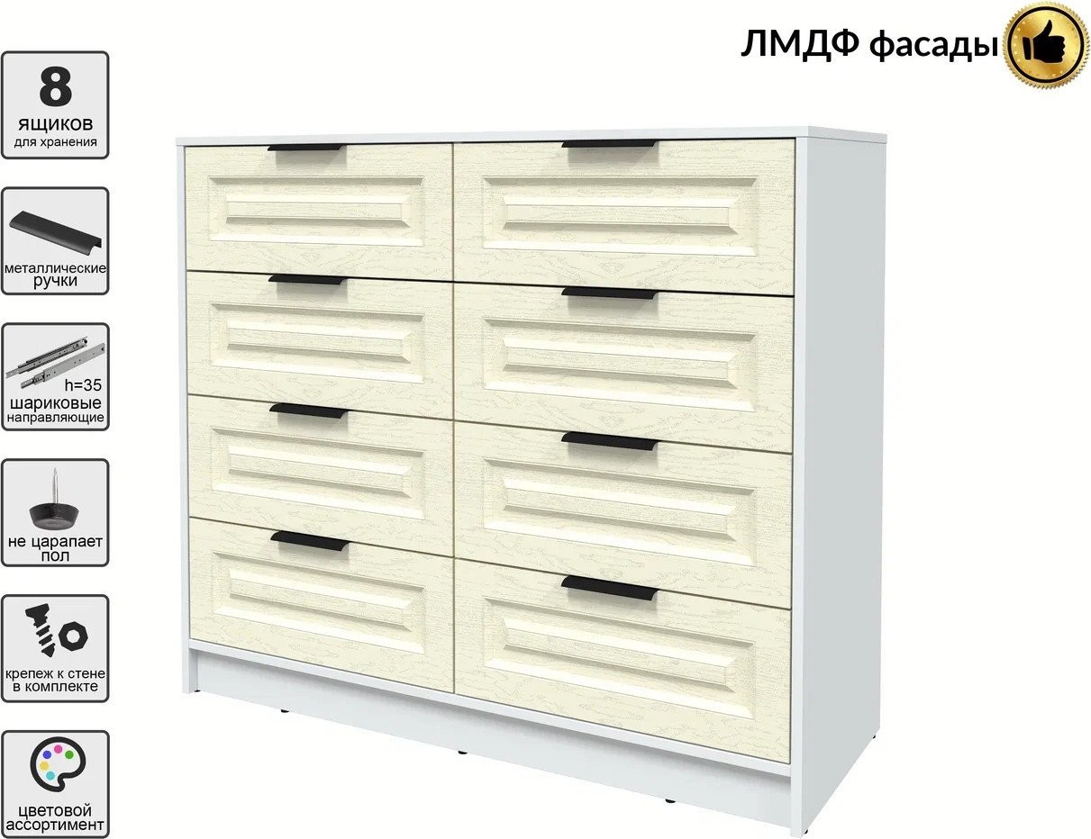 Комод Интерлиния Концепт КТ-К117 Деко (белый платинум/дуб снежный)