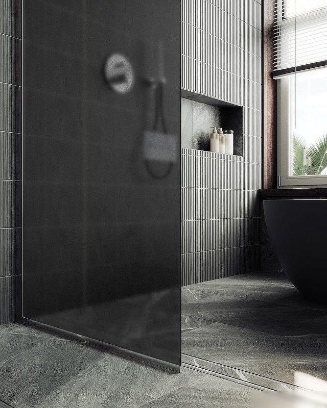 Душевая стенка MaybahGlass 99x195 MGD-1356-5у (графитовое матовое стекло/хром матовый)