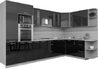 Готовая кухня Интерлиния Мила Gloss 1.88x3.4 правая (капучино-капучино)