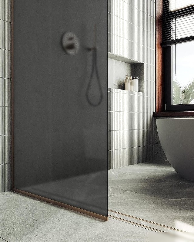 Душевая стенка MaybahGlass 99x195 MGD-1356-2у (графитовое матовое стекло/бронза)