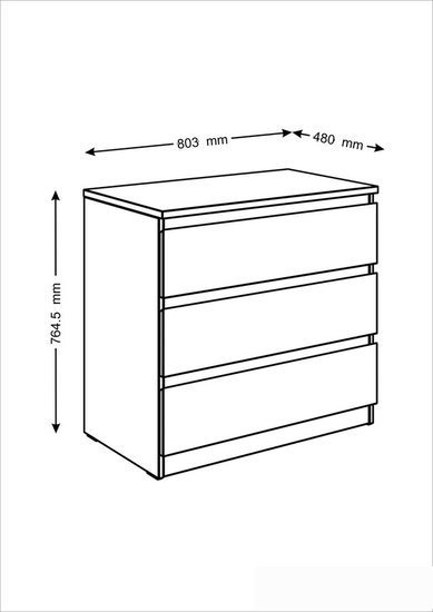 Комод Mio Tesoro Мальта 3 ящика 80x76 2.05.02.040.1 (белый)