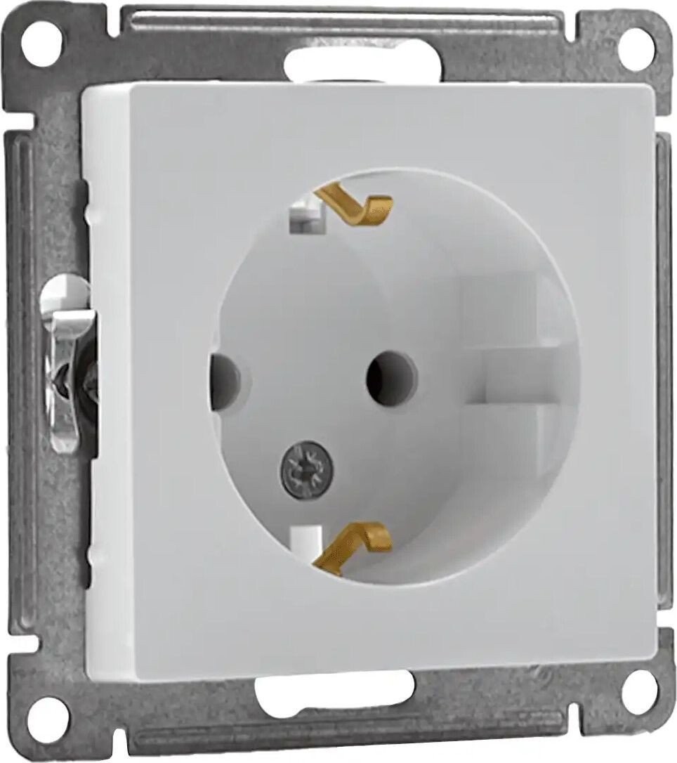 Розетка Systeme Electric AtlasDesign ATN000143 с заземлением + ATN000101 (белый/белый)