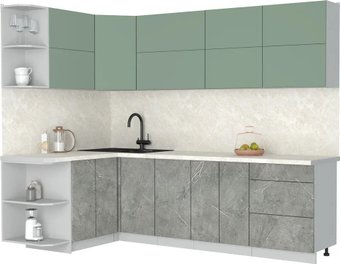 Готовая кухня Интерлиния Мила Матте 1.5x2.6 А (мята/керамика/опал светлый)
