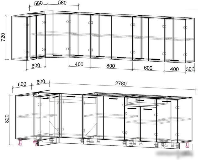 Интерлиния Мила Лайт 1.2x2.8 без столешницы (бетон)
