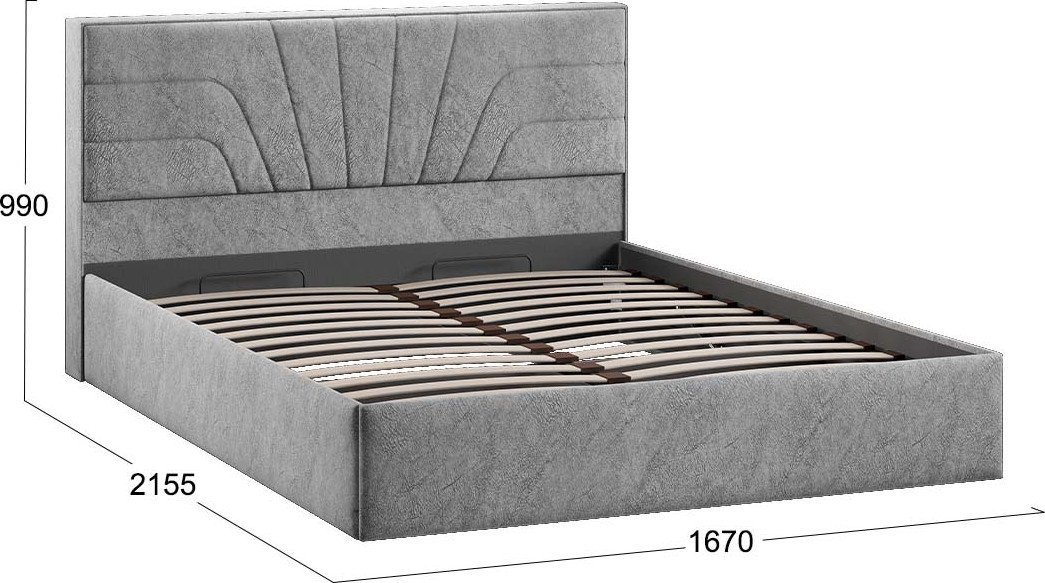 Кровать Трия Пандора с ПМ и заглушиной 160x200 Тип 1 (микровелюр Wellmart Silver)