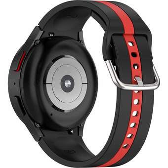 Ремешок Rumi Sport Line силиконовый для Samsung Galaxy Watch4/5 (20 мм, черный/красный)