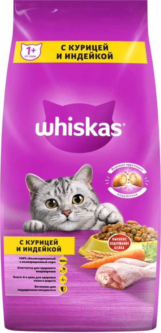 Пресервы Whiskas С курицей и индейкой (5кг+28х85г)