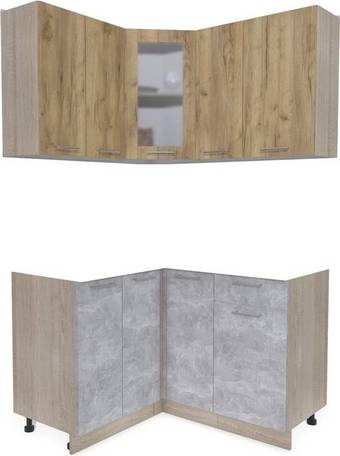 Готовая кухня Интерлиния Мила 12x13 без столешницы (дуб золотой/бетон)