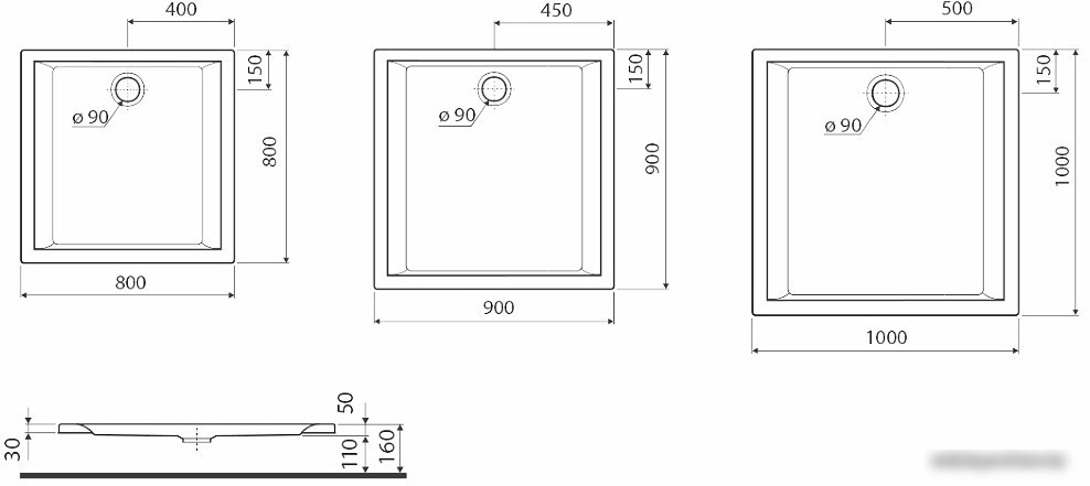 Душевой поддон Kolo Pacyfik 100x100 XBK0710+SN6