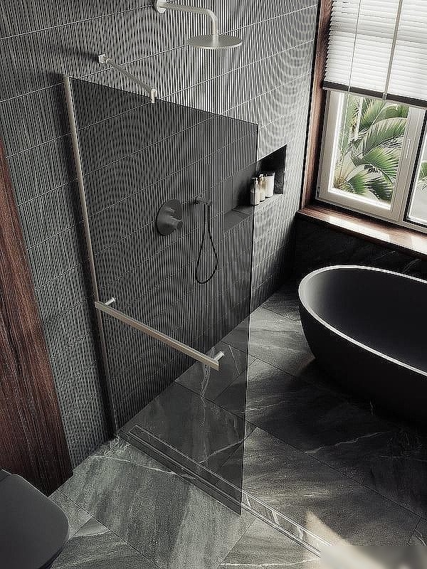 Душевая стенка MaybahGlass 99x195 MGD-1461-5ш (графитовое стекло/хром матовый)