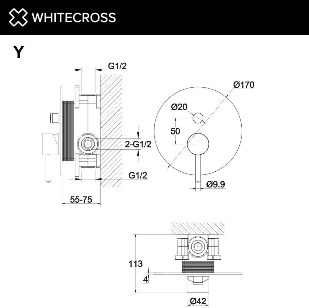 Смеситель Whitecross Y1235CPB (брашированная медь)
