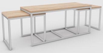 Журнальный столик Hype Mebel Трио 40x100-200 (белый/дуб галифакс натуральный)