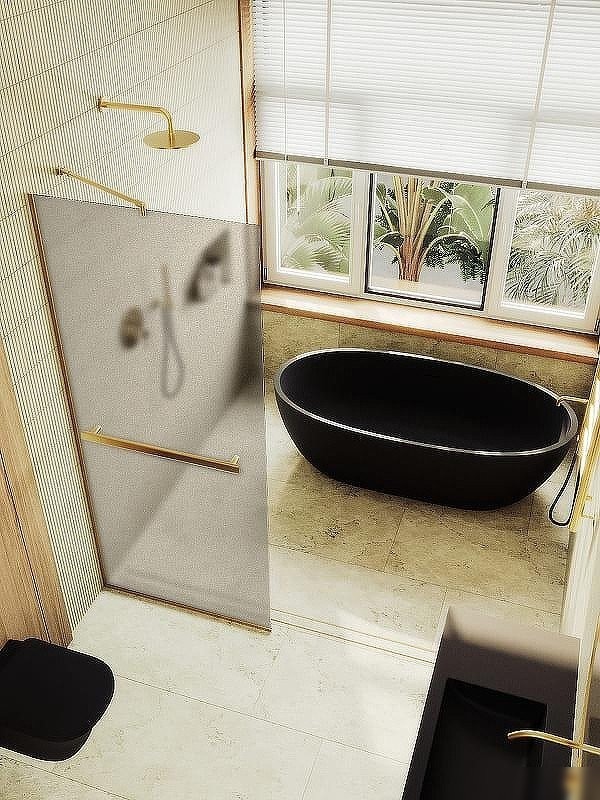 Душевая стенка MaybahGlass 99x195 MGD-1460-3у (бронзовое матовое стекло/золото)