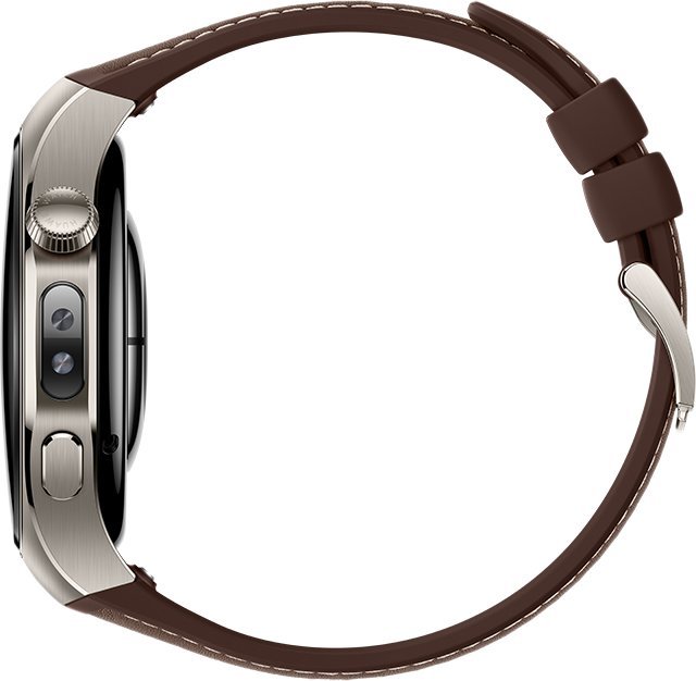 Умные часы Huawei Watch 5 46 мм (титановый, с коричневым силиконовым ремешком, международная версия)