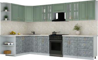 Готовая кухня Интерлиния Мила Шато 1.7x3.4 LV (мята/керамика/опал светлый)