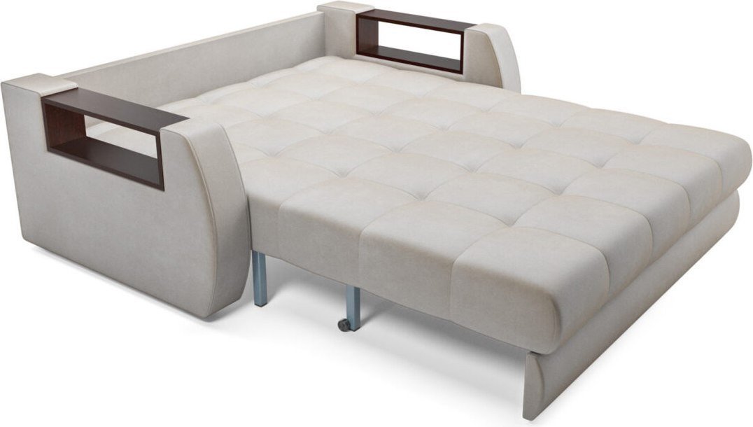 Диван Мебель-АРС Аккордеон Барон №3 НПБ 120x200 (бархат бежевый Star Velvet 6 Light Beige)