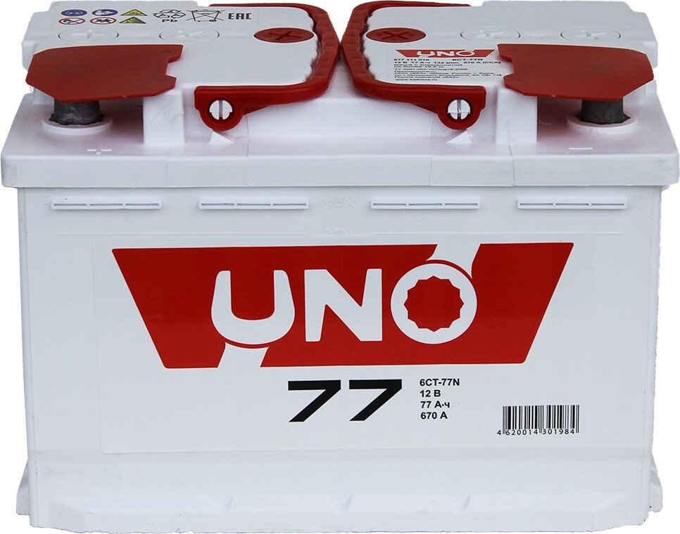 Автомобильный аккумулятор UNO 6СТ-77 N Рус прямая L+ (70 А·ч)