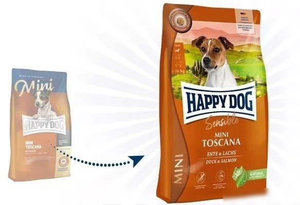 Сухой корм для собак Happy Dog Mini Toscana. Утка и лосось 61300 10 кг