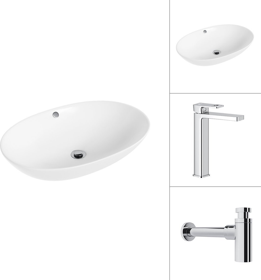 Умывальник Lauter 21709 + Cascade 21СК0655C с сифоном 21635CH (хром)