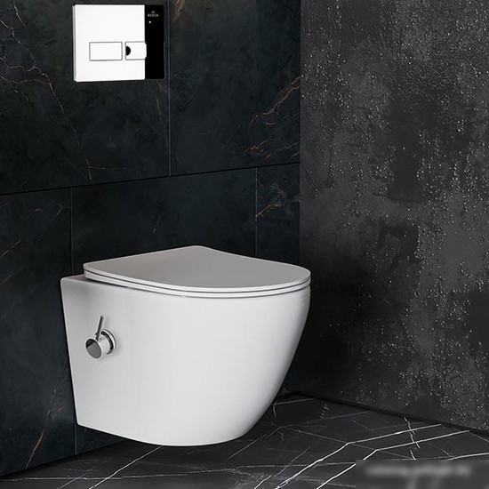 Унитаз подвесной Roxen Antares Bidet в комплекте с инсталляцией StounFix Slim 6 в 1 958812 (кнопка: хром глянец)