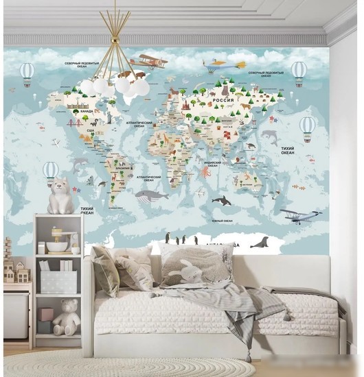 Фотообои Citydecor Детская Карта мира 341 300x260