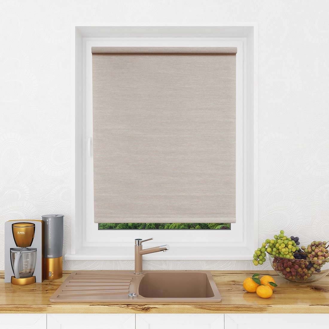 Мини рулонные шторы Lm Decor Шайн LM 42-04 200x185 (бежевый/серый)