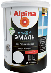 Эмаль Alpina Аква для окон и дверей глянцевая 0.9 л (белый глянцевый)