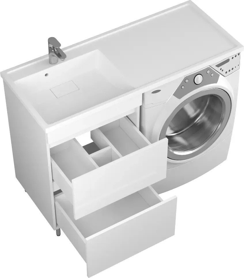Uncoria Тумба с умывальником Магра 55 2 ящика + Paola Magenta 1200 L (белый)